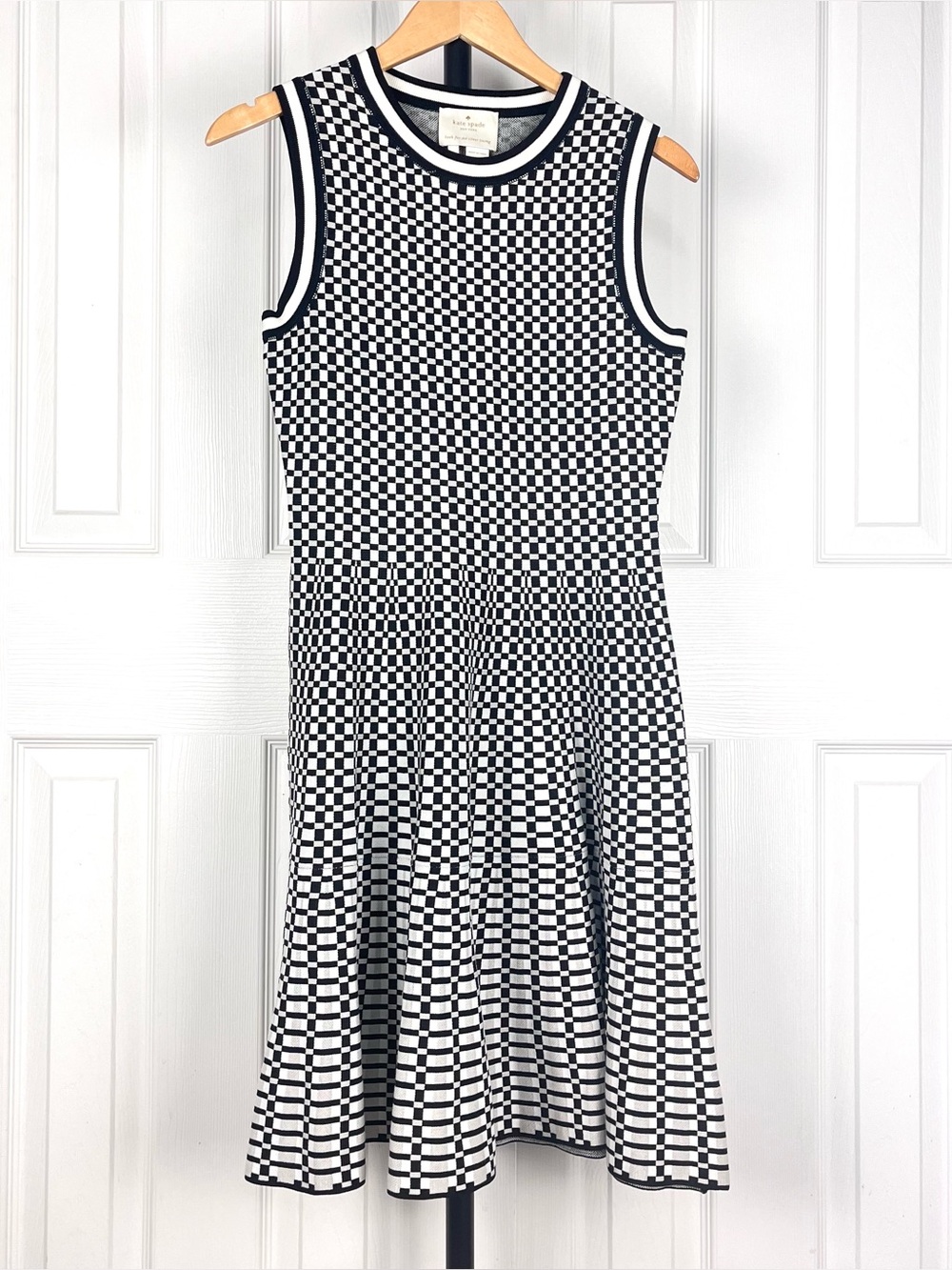 Kate Spade Checkered Fit & Flare Knit Dress